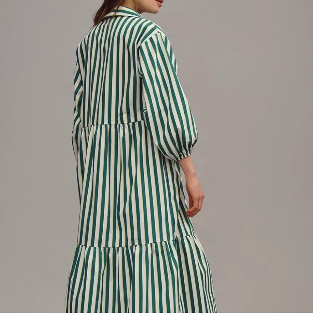 Anthropologie💚 Maeve Bettina Tiered Shirt Dress, S, NWT - Picture 4 of 16